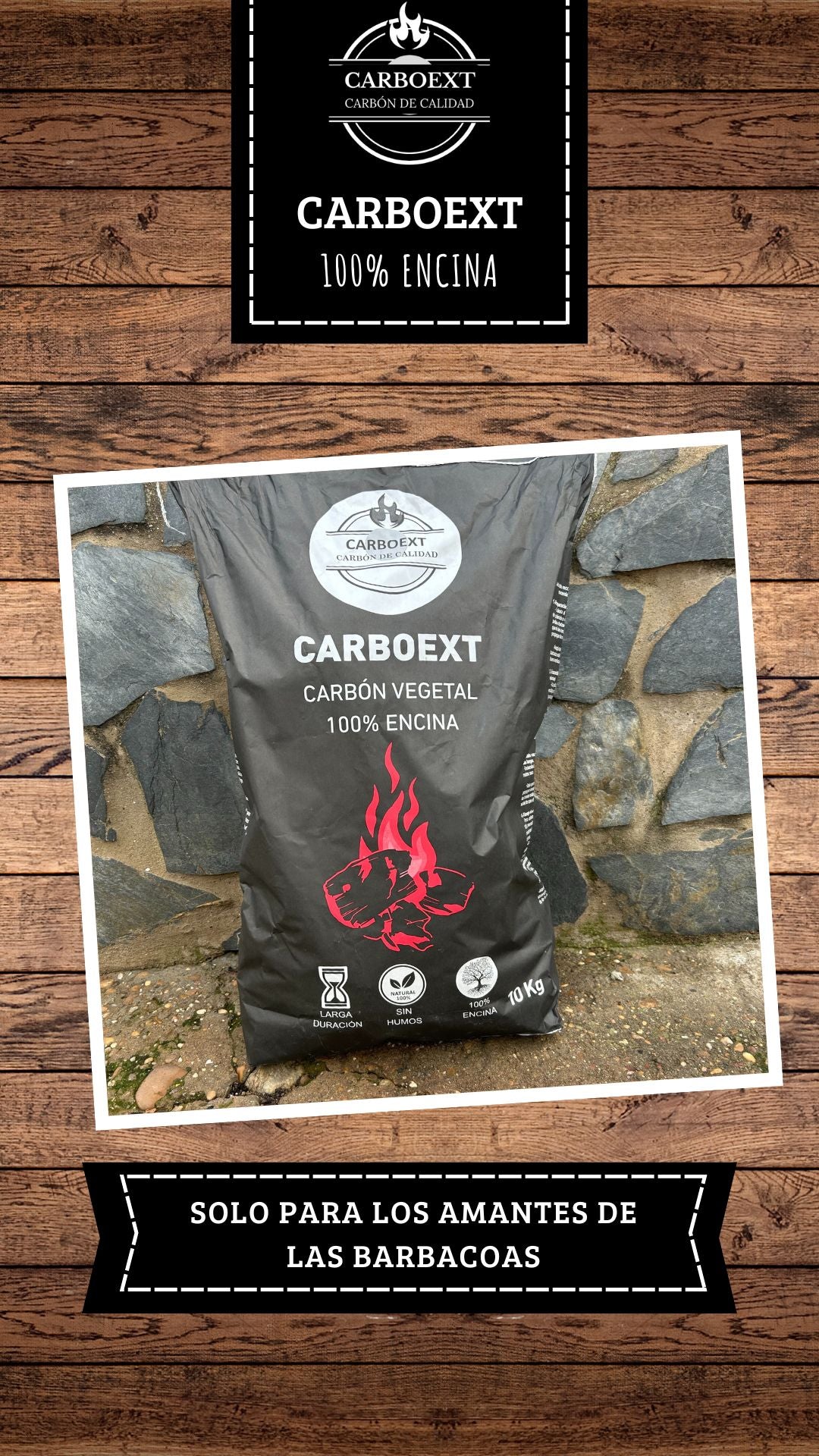 Carbón Encina 10kg — Brasa seria, sin excusas